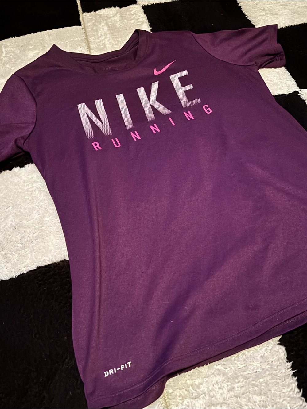Nike Dri-FIT Tee in Plum with Pink Logo